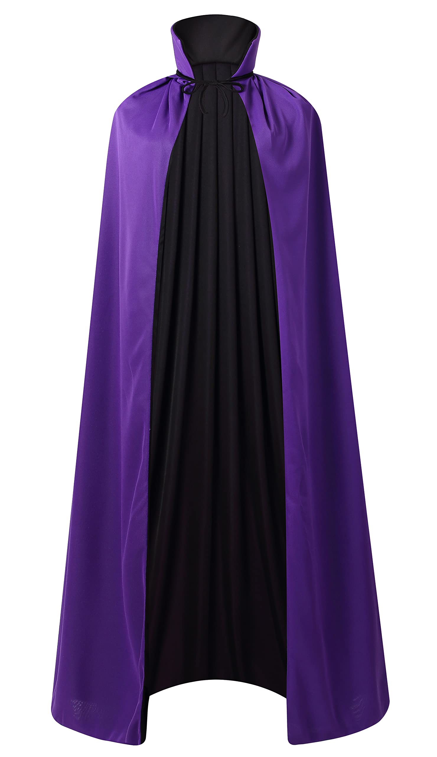 DELIVESS Vampire Costume Halloween Vampire Cape Adult, Two Sides Reversible High Collar Magician Hooded Cloak (35.43", Black and Purple)
