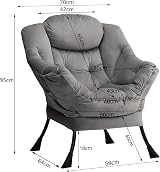 HollyHOME Velvet Armchair Dark Gray with Steel Frame 95x80x64 cm view 3