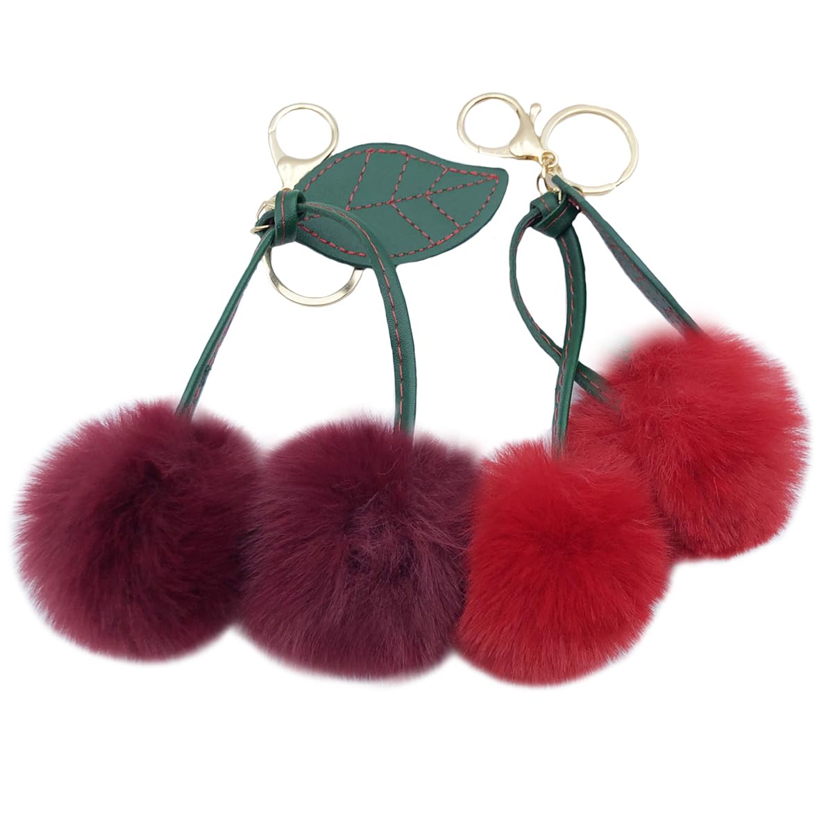 Photo 1 of ***ONLY ONE***Unpafcxddyig 2PCS Cherry Keychain Cute Bag Charm Handbags Pom Pom Purse Key ring Fluffy Tote Pendant for Women