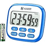 Habor Kitchen Timer, 24-Hours Digital Timer [Multifunctional] with Clock for Cooking, Loud Alarm & Strong Magnet, Count-Up & 