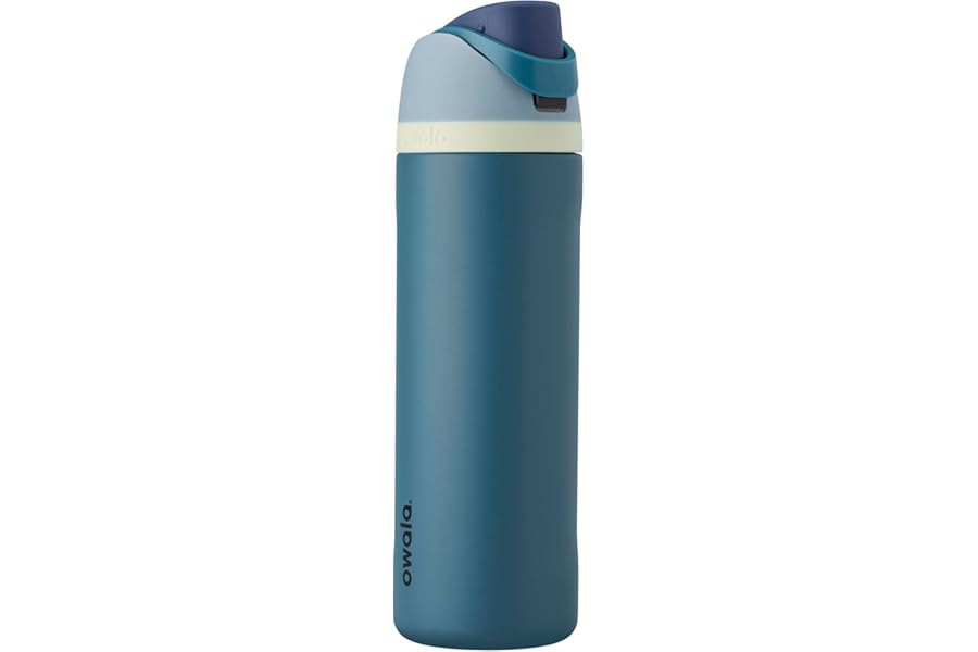 Owala FreeSip Insulated Stainless Steel Water Bottle with Straw, BPA-Free Sports Water Bottle, Great for Travel, 24 Oz, Denim Book
