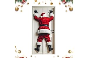 SICOSPI Happy Christmas Door Banner, 2026 Upgraded Santa Claus Door Frame Banner, Funny Merry Christmas Door Covers, Christmas Door Cover Decoration, Santa Claus Front Door Cover 71×35 Inch (F)