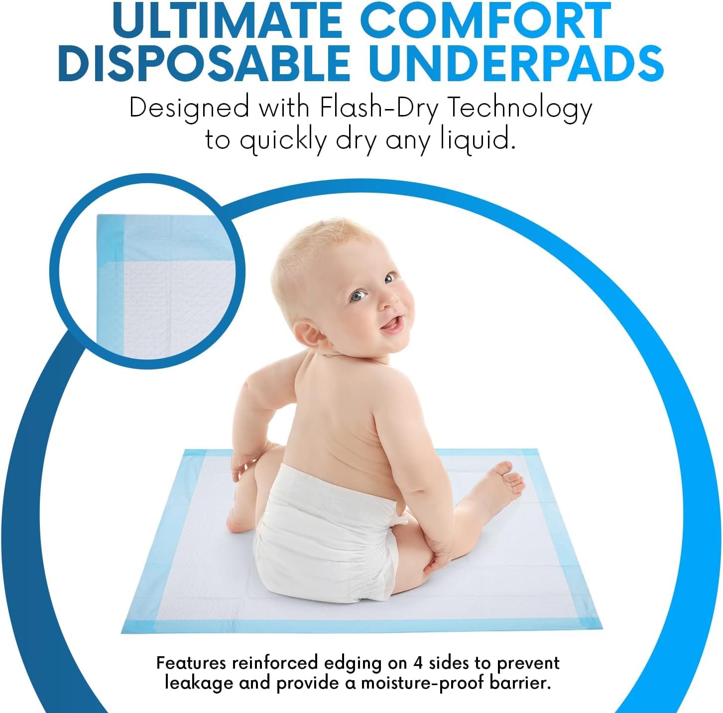 Healqu 100 Pack,Disposable Baby Changing Pad Liners - 17x24 Inches Super Soft, Absorbent and Waterproof - Mess-Free Baby Diaper Changes on Every Surface