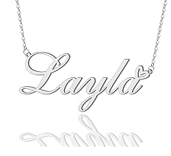 AOLO Layla Heart Name Necklace Silver Stainless