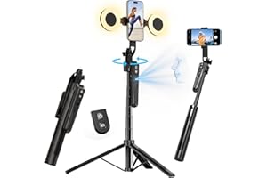 yAyusi Extendable Auto Face Tracking Tripod 360° Rotation with Light, No App, 70.9" Motion Sensor Phone Tripod Stand, Face Bo