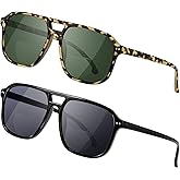 Madison Avenue 2 Pack Retro Aviator Bifocal Reading Sunglasses for Men and Women, Trendy Sun Reader Mens Womens UV Protection Black/Demi +2.0