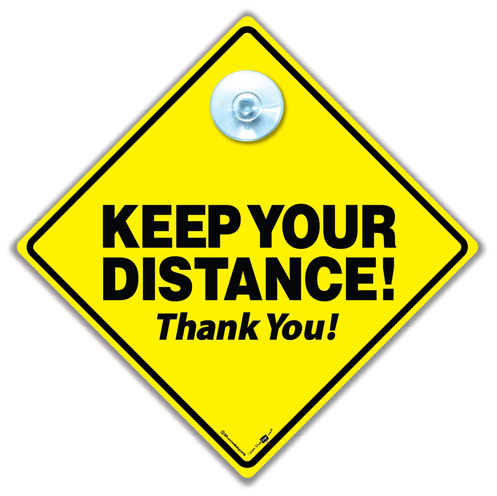 Keep Your Distance Thank You Car Sign, Stop Tailgating Sign, Anti Tailgater Car Sign to Deter Tailgaters, Back Off Car Sign, Keep Your Distance Car Sign 14 cm x 14cm x 2cm
