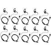 GoodQbuy 10Pcs G Shape Clip-Ear Walkie Talkie Headset Earpiece with Mic is Compatible with Midland LXT118 GXT1000VP4 LXT500VP3 LXT600VP3 LXT380 2-pin