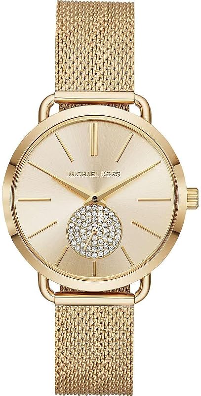 Orologio Portia da donna, Movimento al quarzo multifunzione con cinturino in acciaio inossidabile, 36 mm, Tono oro e glitter