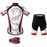 Men's Quick-Dry Cycling Jersey Set Road Bike Bicycle Shirt + Bib Shorts with 9D Gel Pad MTB Riding Clothing Kit