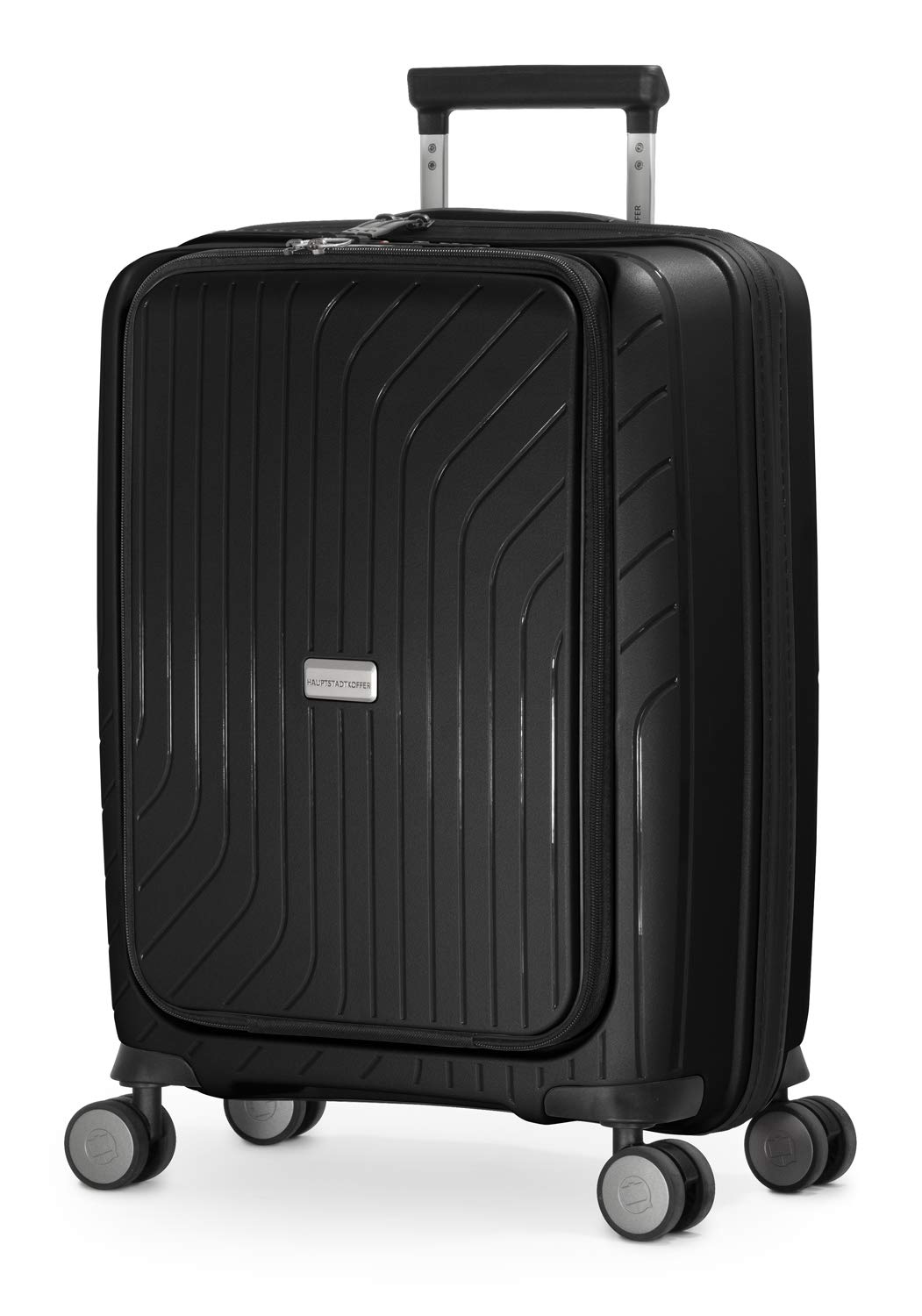 Hauptstadtkoffer TXL Cabin Suitcase 55x40x23 cm with Laptop Compartment, TSA Lock, Hard Shell Trolley, 4 Double Wheels, Lightweight 2.4 kg, Carry-On Luggage 42L Travel Suitcase, Black