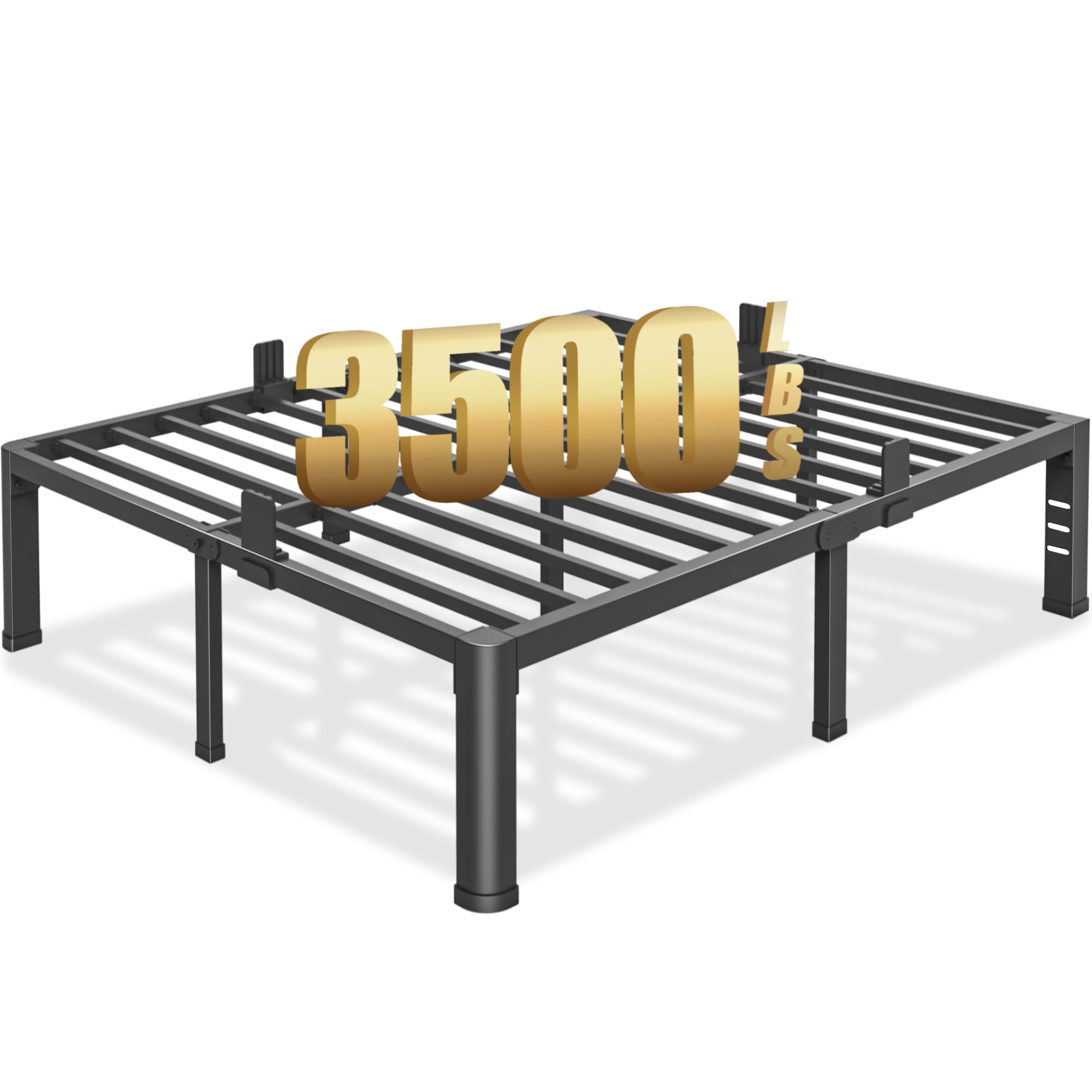 Photo 1 of 18 inch King Size Bed Frame with Round Corner Legs and Headboard Hole Mattress Slide Stopper 3500 lbs Heavy Duty Metal Platform,Steel Slat Support,No Box Spring Needed,Easy Assembly,Noise Free