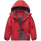Arssm Boy's Waterproof Ski Jacket Kids Fleece Lined Warm Winter Snow Coat Thick Hooded Snowboard Jackets
