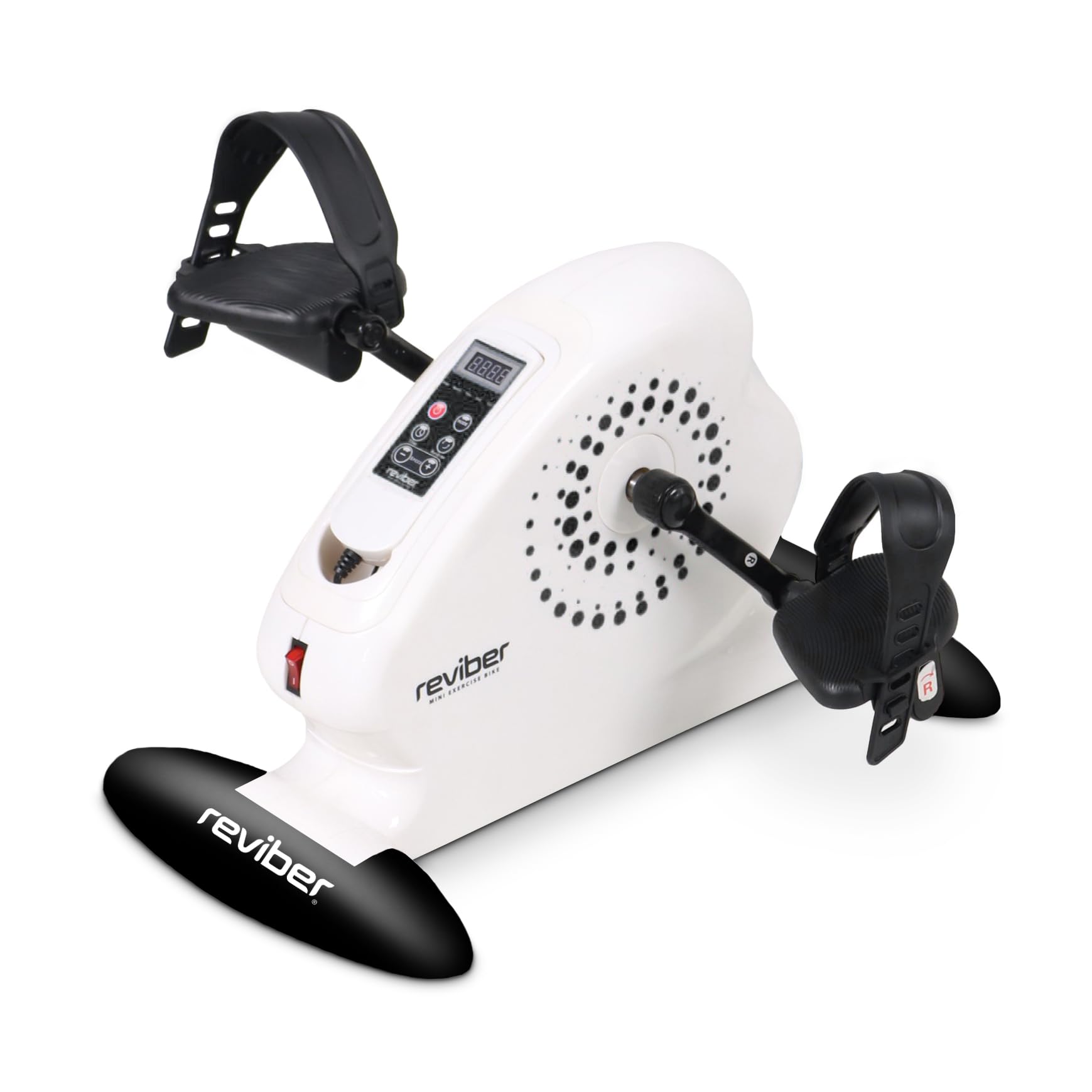 Reviber Mini Seated Motorized Exercise Bike, Foot Pedal Exerciser for Home Use, Under Desk Bike, Desk Pedal Bike, Seated Pedal Exerciser for Legs & Arms, 12 Speeds & 5 Programmes,