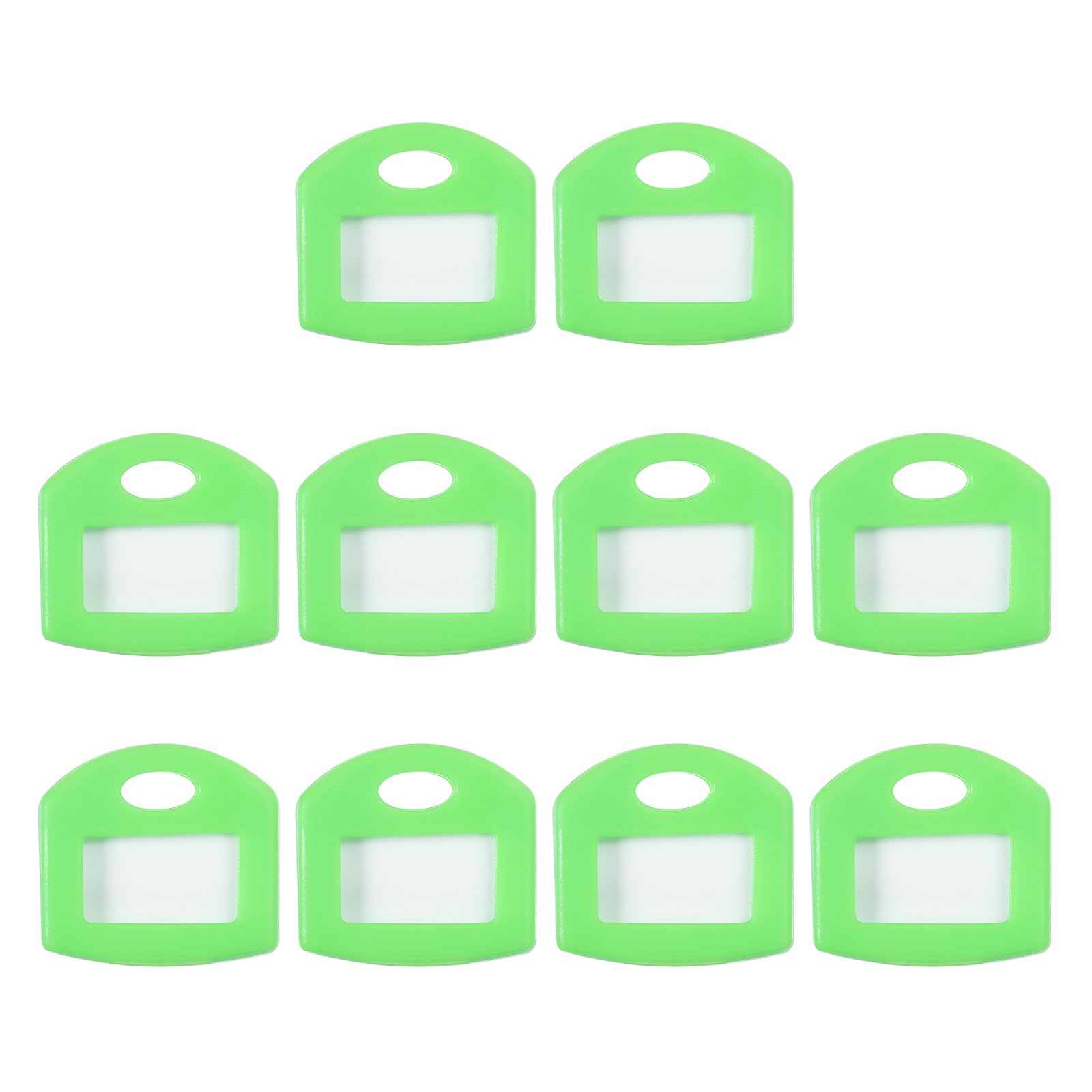 PATIKIL Key Cap Tags 1 Inch, 10 Pcs PVC Key Covers Caps with Blank Labels and Clear Windows Identifier Protectors for Regular Thin Flat House Keys, Green