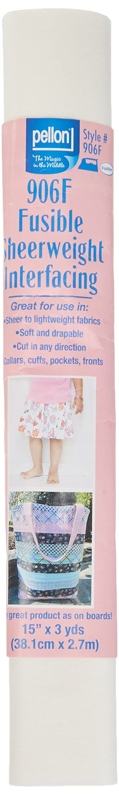 Pellon Polyester Fusible Sheerweight Interfacing-White 15-Inch x 3yd