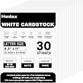White Cardstock 8.5 x 11"Inch, 80lb Cardstock Paper, 30 Sheets Card Stock Paper 8.5 x 11 White, Heavy Thick Cardstocks Printe