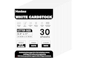 MANILAUS White Cardstock 8.5 x 11"Inch, 80lb Cardstock Paper, 30 Sheets Card Stock Paper 8.5 x 11 White, Heavy Thick Cardstocks Printer Papers for Invitations, Menus, Weddings, DIY Cards, Scrapbooking.