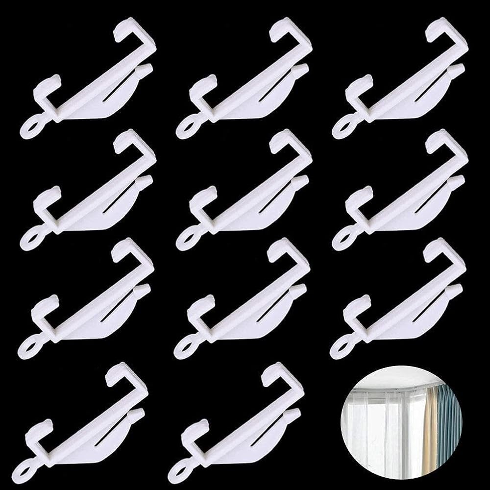 kuou 50 Pcs Curtain Hooks White Plastic Gliders for Track Rail Sliding