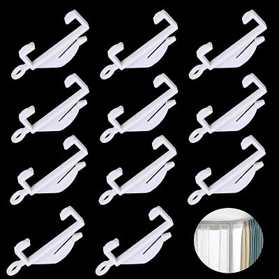 kuou 50 Pcs Curtain Hooks White Plastic Gliders for Track Rail Sliding