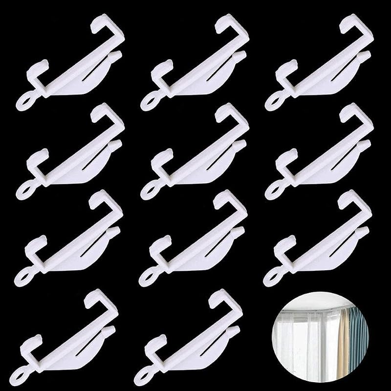 kuou 50 Pcs Curtain Hooks White Plastic Gliders for Track Rail Sliding