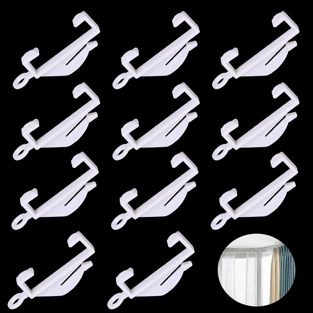 50 PCS Curtain Hooks, White Plastic Curtain Track Hooks Gliders Rail Sliding for Track Window Shower