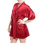 OSCAR ROSSA Women's Luxury Silk Sleepwear 100% Mulberry Silk Sexy Short Robe Kimono