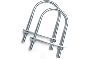 SUNLIECH 2 Sets M8 U-Bolt, 3" Wide U Bolt with Washers and Nuts, Heavy Duty Galvanized Carbon Steel Round U Bolts for Trailers, Boats, Replacement Parts and Accessories for Ski Boat, Fishing Boat