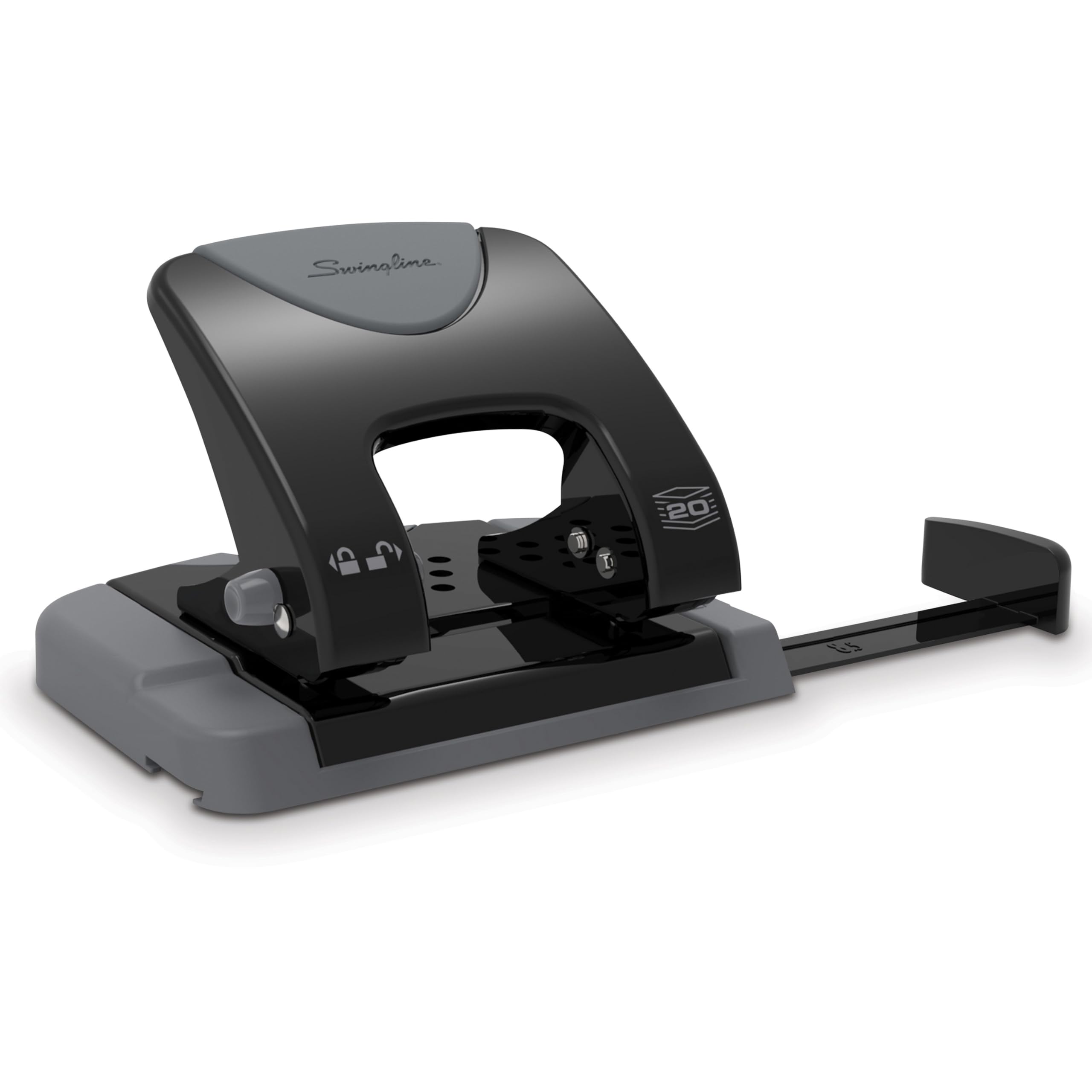 Swingline 2 Hole Punch, Hole Puncher, SmartTouch, 20 Sheet Punch Capacity, Low Force, Black/Gray (74135) — image 1