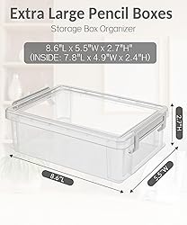 Sooez 6 Pack Extra Large Pencil Box, Plastic Hard