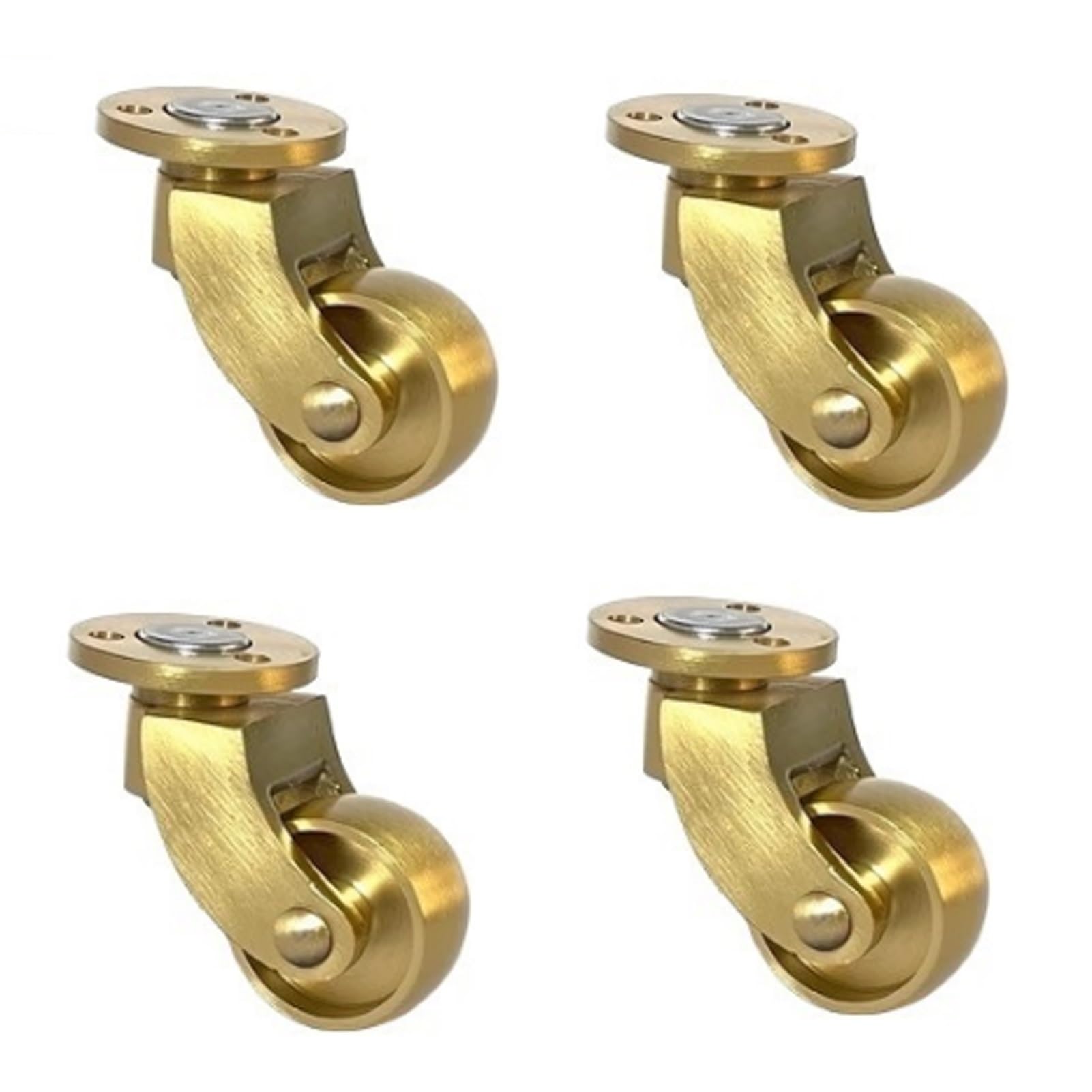 4 Pcs Casters 25mm Solid Brass Wheel, 360° Rodless Swivel, Moving Wheels, 1inch Rubber Castors for Furniture, Round Piece Type, Load 150kg, with 12 Screws (Color : JinLun, Size : High)