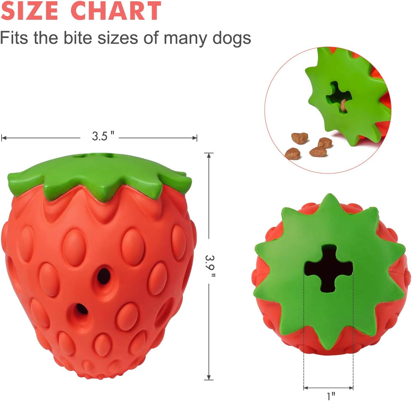 Kitchen & Dining : YOUMI Dog Treat Toy, Dog Chew Toys, Nontoxic Bite Resistant Dog Interactive Toy, Dog Food Leaking, Teeth Cleaning, Strawberry Food Grade Small/Medium/Large Dogs's Toys, IQ Training : 