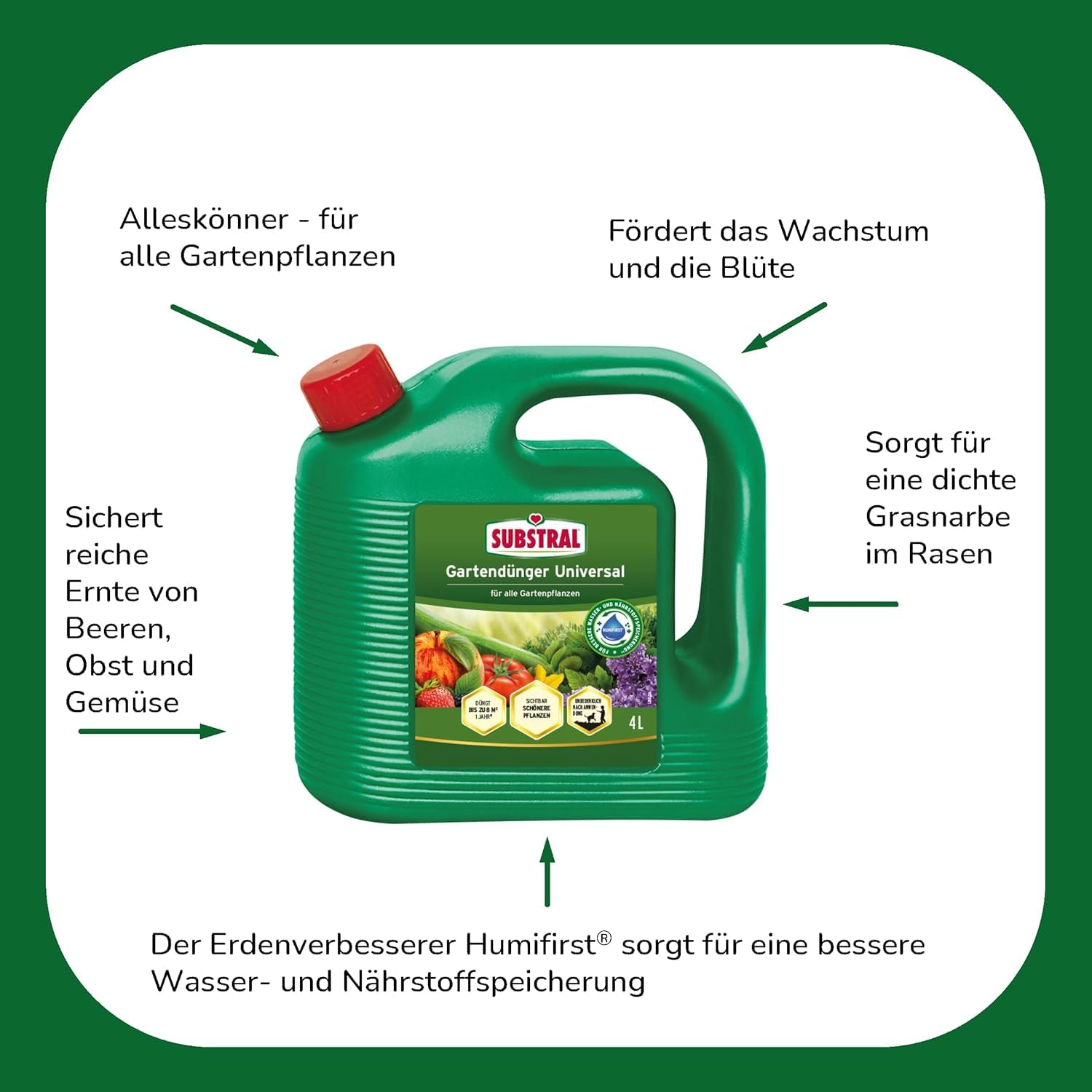 Substral Universal Flüssigdünger, 4L - Stärkt Pflanzenwachstum & Blütenbildung, mit Humifirst für alle Gartenpflanzen 2