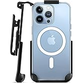 Encased Magnetic Case Designed for iPhone 14 Pro Max Case with Belt Clip Holster, Compatible with MagSafe (Crystal Clear)