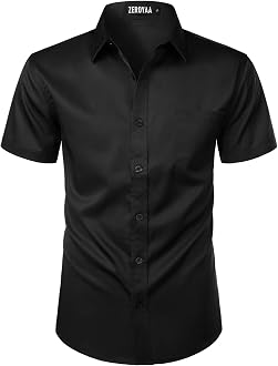 Short Sleeve Button Up Dress Shirt 