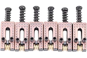 DILWE Saddle for Electric Guitar, 6 Roller Bridge Saddles for Electric Guitar 4 colors(Red)