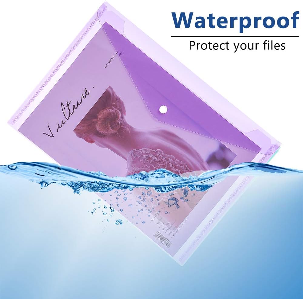 Plastic Envelopes Wallets, MerryNine 30 Pack A4 Colorful Document Folder, for School Home Work Office Organization - Image 4
