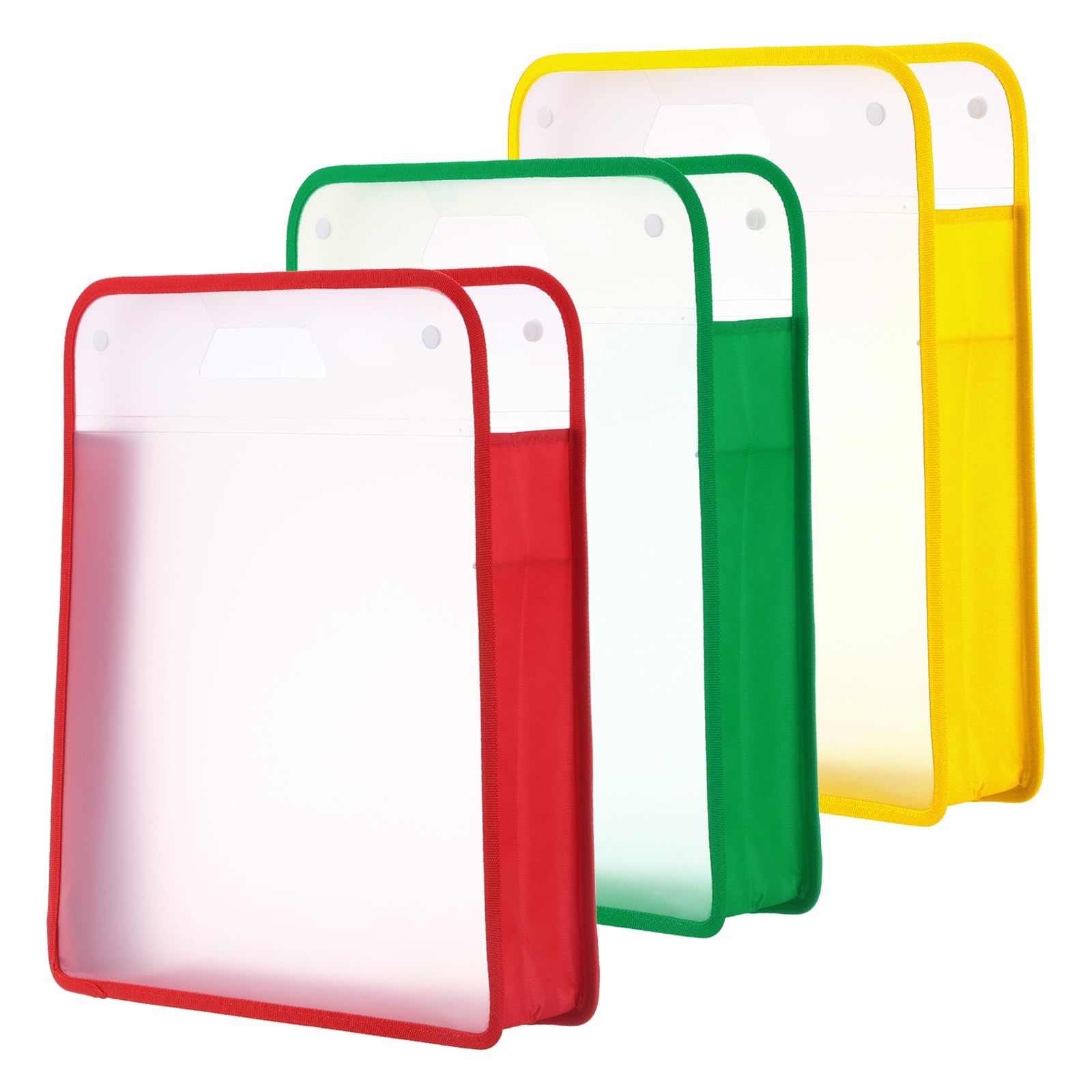 PATIKIL Scrapbook Paper Storage Organizer, 3Pcs Rectangular Scrapbook Organizer for 12x12" Sheet Paper Vinyl Storage with Handle for Scrapbook File Vinyl Paper Card Stock, Yellow/Red/Green