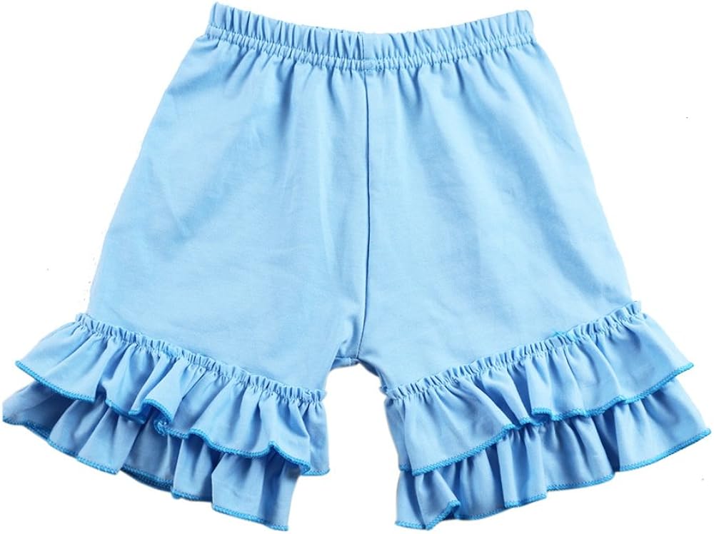 Wennikids Baby Girl Double Ruffle Cotton Girl Shorts: Clothing