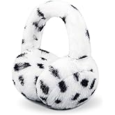 POMIJIAN Winter Ear Muffs for Women Girls Faux Fur Cute White Earmuffs Fluffy Ear Warmers Foldable Ear Covers Outdoor