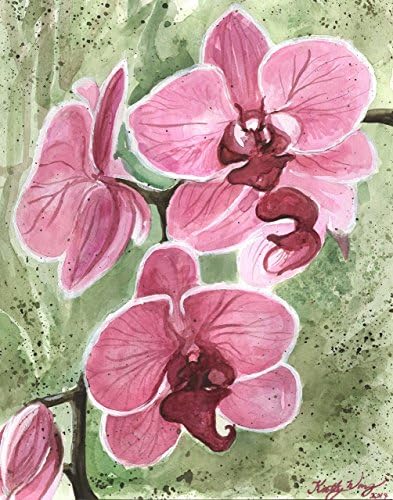 Magenta Orchid Green and Pink Watercolor Painting Poster Print, Unique Master Bedroom Decor Orchid Poster Print