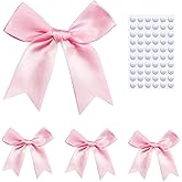 Elegant Gift Wrap Bows, 50PCS 3.3 Inch Mini Satin Ribbon Bows for Crafts Treat Bags Cake Baking Christmas Party Decors Wedding Birthday Baby Shower Valentines (Pink)