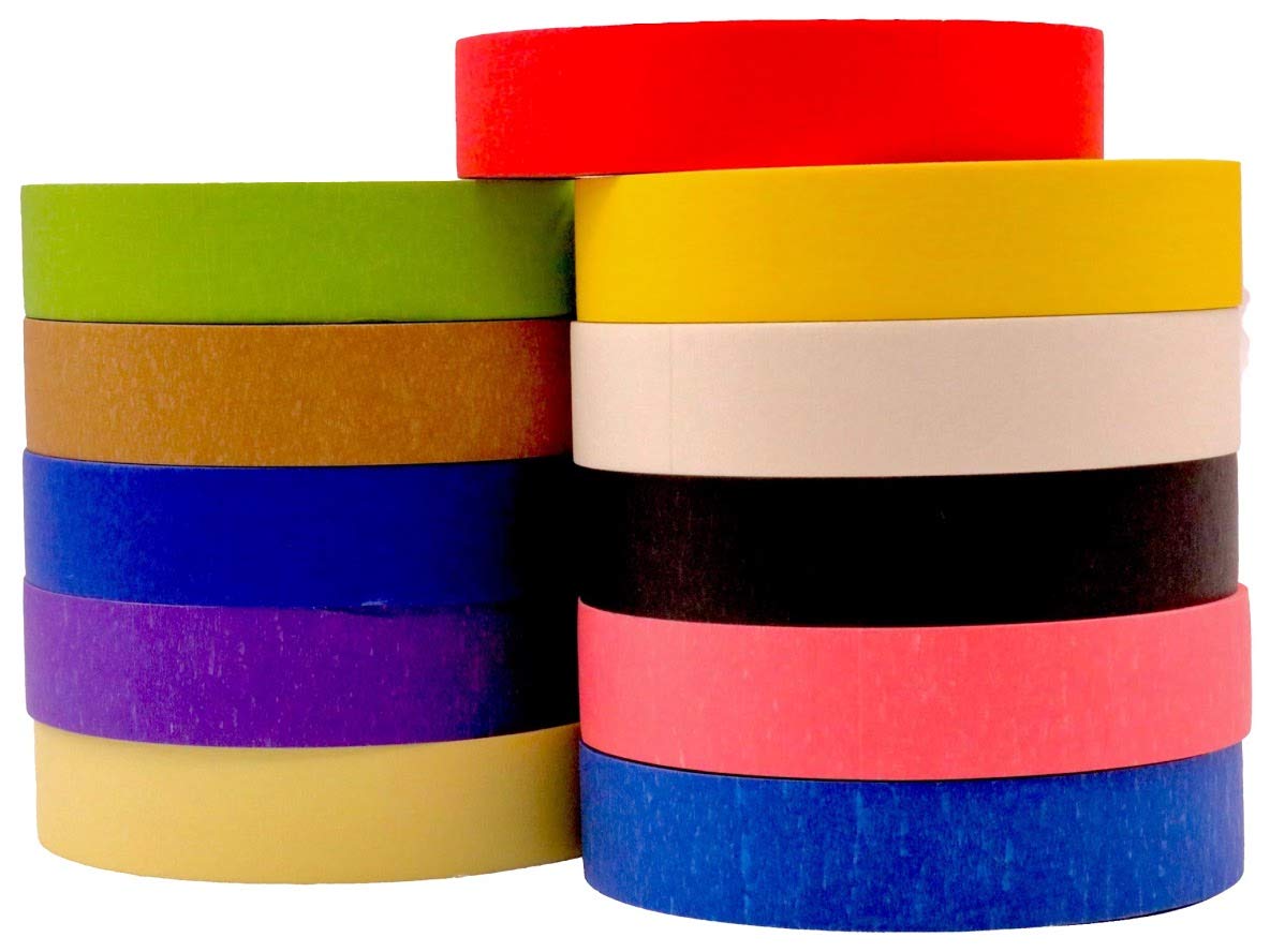 Multi Colored Pro-Grade Masking Tape 1 Inch x 60 Yards Rolls 11 Pack = 660 Yards Great for Crafts, Painting, Packing and Labeling. No Residue: Industrial & Scientific