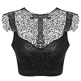 Finejo Women Sexy Lace Patchwork Hollow Out Backless Slim Crop Tops
