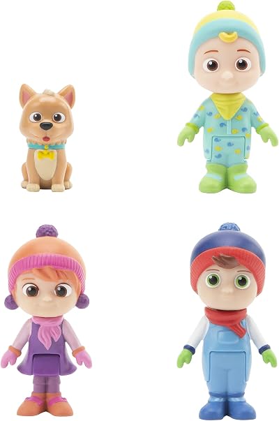 CoComelon Deluxe 4 Figure Pack Winter Theme JJ YoYo TomTom Bingo Dog