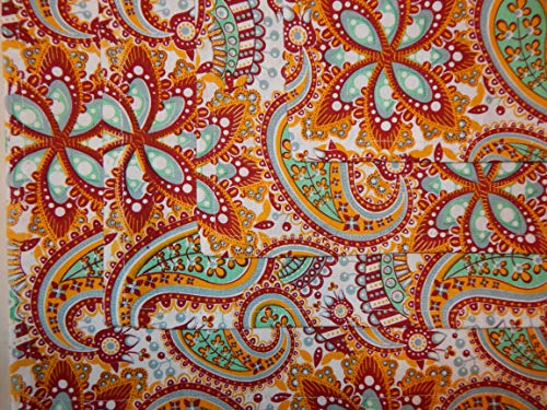 Crabtree Collection Deluxe Cotton Table Linens, Bright Colors for Kitchens and Dining Rooms - (Red Paisley Napkin Set)