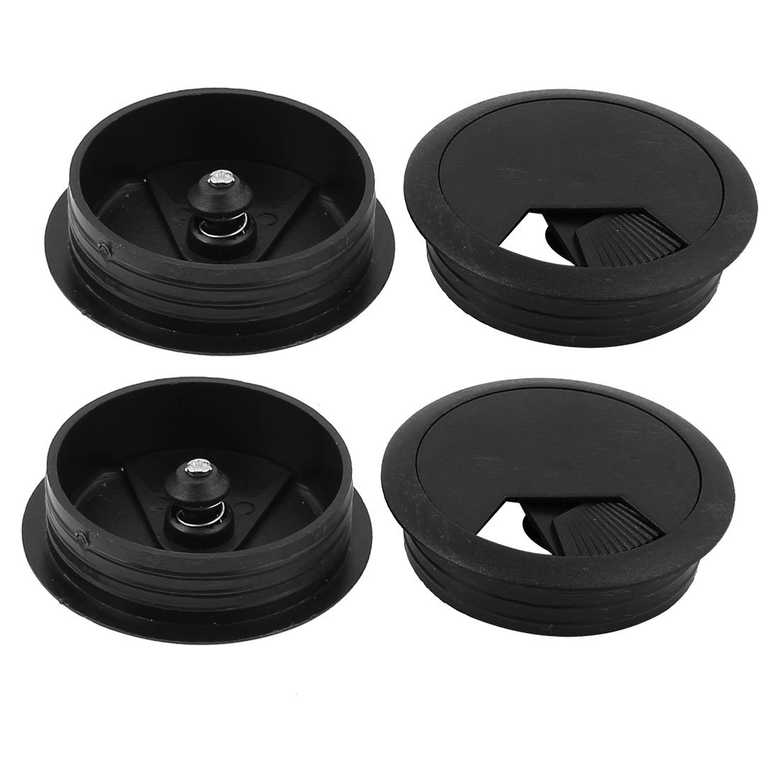 sourcingmap Desk Grommet 2 Inch, 4 Packs Computer Desk Grommet Plastic Wire Cord Cable Hole Cover, Black