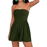 STOLKISS Women Summer Casual Strapless Rompers Tube Top Shorts Jumpsuit Sleeveless Off Shoulder Sexy Beach Romper with Pocket