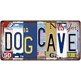 Funny Dog Tin Signs Metal Wall Art for Home Pet Room Decor Vintage Dog Cave License Plate Sign Dogs House Accessories Decorations 12x6 Inch