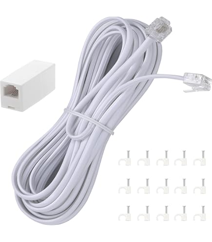 NEW 25ft Silver Telephone Line Cord Cable Wire 4C RJ11 DSL Fax Phone To - View #7